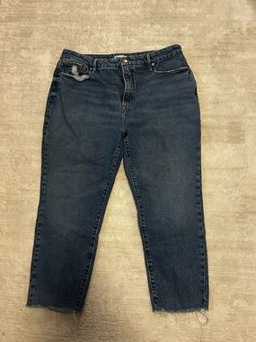 Good American Dark Blue Cropped High-Rise Jeans